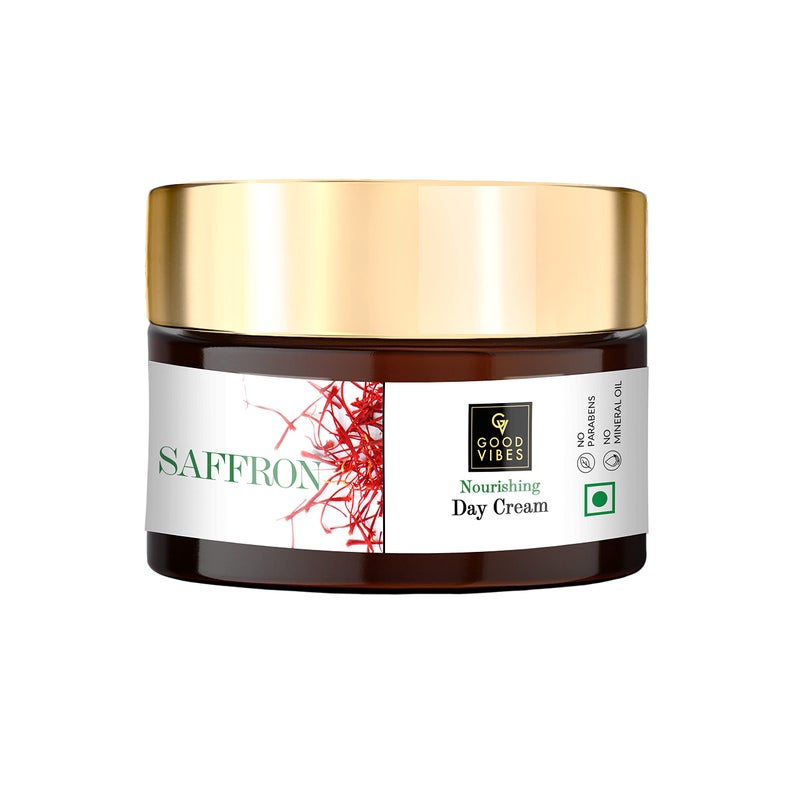 Good Vibes Saffron Nourishing Day Cream | Evens Skin Tone, Hydrates & Refreshes | No Parabens or Mineral Oil | Lightweight Daily Moisturizer for Radiant Looking Skin | 1.76 Oz (50g) - Image 1